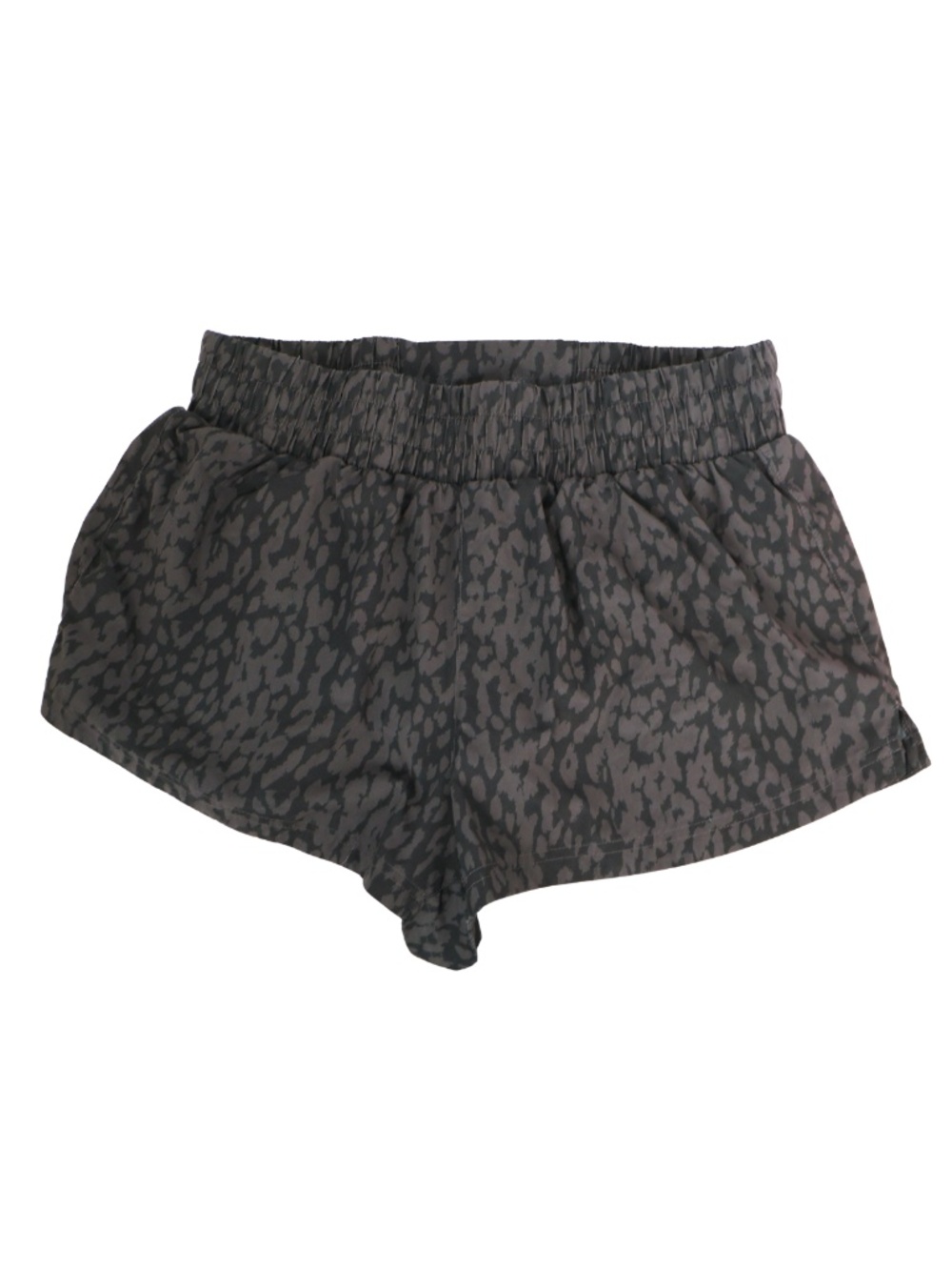 Varley Leopard Running Shorts Large Black Gray High Rise Athletic